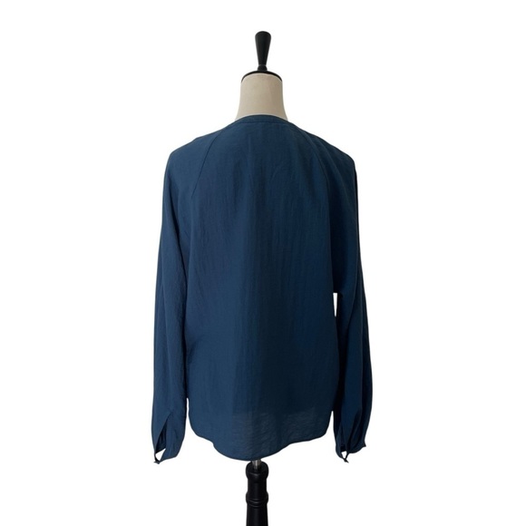 COS long sleeve lightweight rayon blend round neck button front teal tunic top 8 - Picture 2 of 13